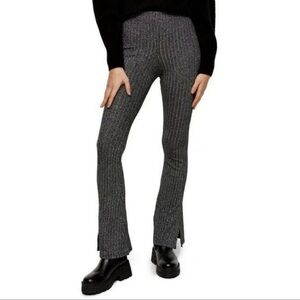 Topshop Women's Regular Glitter Rib Flare Pants, Black, Size 10